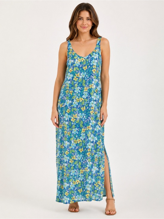 Sigrid Olsen Other - Sigrid Olsen Sport Blue Floral Sleeveless Maxi Dress Size 12P
